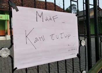 SMPN 1 Mancak kembali disegel oleh pihak yang mengaku sebagai ahli waris lahan.