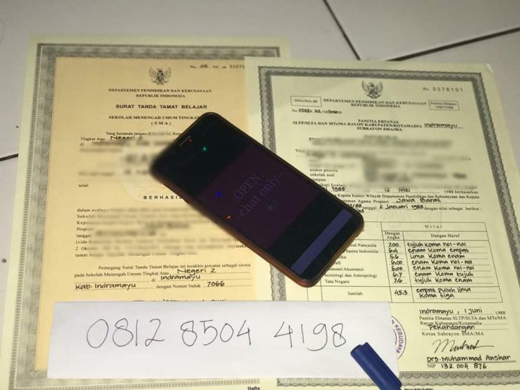 Contoh ijazah yang diduplikasikan