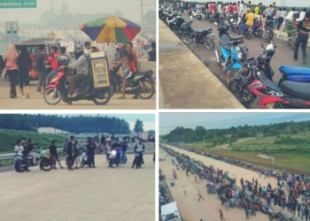 Ratusan muda-mudi ngabuburit di proyek jalan tol serang-panimbang