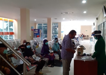 Suasana di RSUD Cilegon yang sudah mulai beraktifitas kembali, Selasa (5/5).