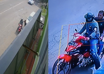 Gambar tangkapan layar aksi perampokan yang terekam CCTV di depan Kantor Advokat Asep Saepudin SH di Jalan Siliwangi Kelurahan Muara Ciujung Timur, Kecamatan Rangkasbitung, Kamis (7/5/2020).