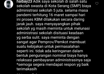 Tidak Ada Keringanan Biaya Pendidikan, Warganet Ngadu di Instagram Walikota Serang