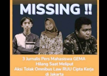 3 Jurnalis mahasiswa hilang.