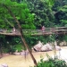 Jembatan gantung terbuat dari bambu di Desa Bayah Timur Kecamatan Bayah.