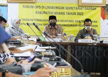 Forum OPD Kabupaten Serang yang dilaksanakan di Aula Tb Saparudin pada Kamis (10/3), membahas terkait anggaran program tahun 2023 mendatang.