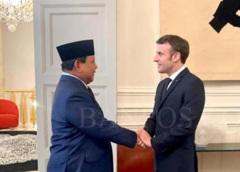 Menteri Pertahanan, Prabowo Subianto bertemu dengan Presiden Prancis Emmanuel Macron. (Foto: Ist)