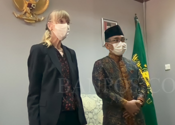 Dubes Ina Lepel bersama Yahya Cholil Staquf, di Kantor PBNU, Jakarta, Senin, 21 Maret 2022.