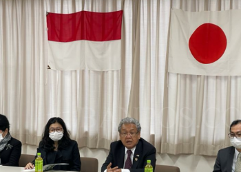 Dubes Heri Akhmadi (ketiga kiri) dalam pertemuan dengan pejabat pemerintah daerah Prefektur Ibaraki sebagai bagian dari kegiatan Indonesia Friendship Day pada 18-19 Maret 2022.