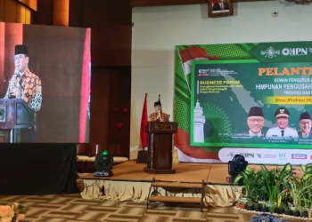 Wakil Ketua Umum DPP Partai Amanat Nasional (PAN), Yandri Susanto, saat menghadiri pelantikan DPW Himpunan Pengusaha Nadhlyin (HPN), di salah satu hotel d Kota Serang. Senin (6/3).