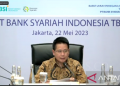 Tangkapan layar PT Bank Syariah Indonesia Tbk (BSI) dalam RUPST di Jakarta, Senin (22/5/2023). ANTARA/ Muhammad Heriyanto.