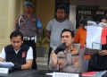 Kapolres Serang, AKBP Yudha Satria dalam jumpa pers pada Selasa (30/5).