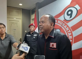 Sekretaris Jenderal PKN Sri Mulyono dalam konferensi pers Munaslub PKN di Kantor Pimnas PKN, Jakarta, Kamis (13/7/2023). ANTARA/Narda Margaretha Sinambela.