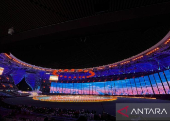 Suasana upacara penutupan Asian Para Games 2022 Hangzhou yang digelar di
Hangzhou Olympic Sports Centre, China, Sabtu (28/10/2023). (ANTARA/Arnidhya Nur Zhafira)