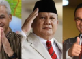 (Foto Istimewa) Tiga Capres, Ganjar Pranowo, Prabowo Subianto, dan Anies Baswedan