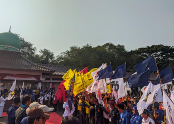 Kegiatan Kirab Pemilu Yang Dilaksanakan Di Alun-alun Kota Serang .