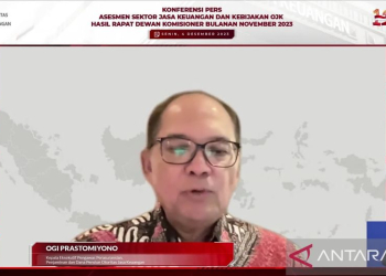 Tangkapan layar Kepala Eksekutif Pengawas Perasuransian, Penjaminan, dan Dana Pensiun Otoritas Jasa Keuangan (OJK) Ogi Prastomiyono  dalam konferensi pers daring, Senin (4/12/2023). (ANTARA/Sanya Dinda)