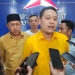 Ketua Bidang Kepemudaan DPD II Golkar Cilegon Rizki Khairul Ichwan saat memberikan keterangan kepada awak media, Jum'at (21/6). (LUKMAN HAPIDIN/BANTEN POS)