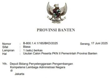 Tangkapan layar surat usulan peserta PKN II dari Pemprov Banten.