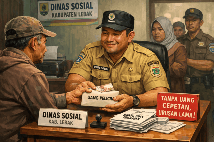 Dugaan kasus pungli yang dilakukan oleh oknum ASN Dinsos Kabupaten Lebak kini ditangani oleh Inspektorat Kabupaten Lebak/Aset BANTEN POS/Ilustrasi dibuat oleh Akal Imitasi (AI) ChatGPT