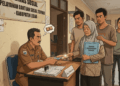 Ilustrasi praktik pungli yang dilakukan oleh oknum ASN Dinsos Kabupaten Lebak terkai proses perubahan data DTKS/Aset BANTEN POS/Ilustrasi dibuat dengan menggunakan Akal Imitasi (AI) Google Gemini